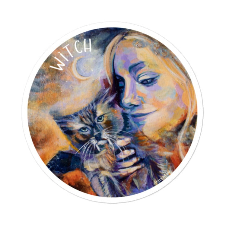 Witch Sticker Cat Moon Art Autumn Fall Halloween