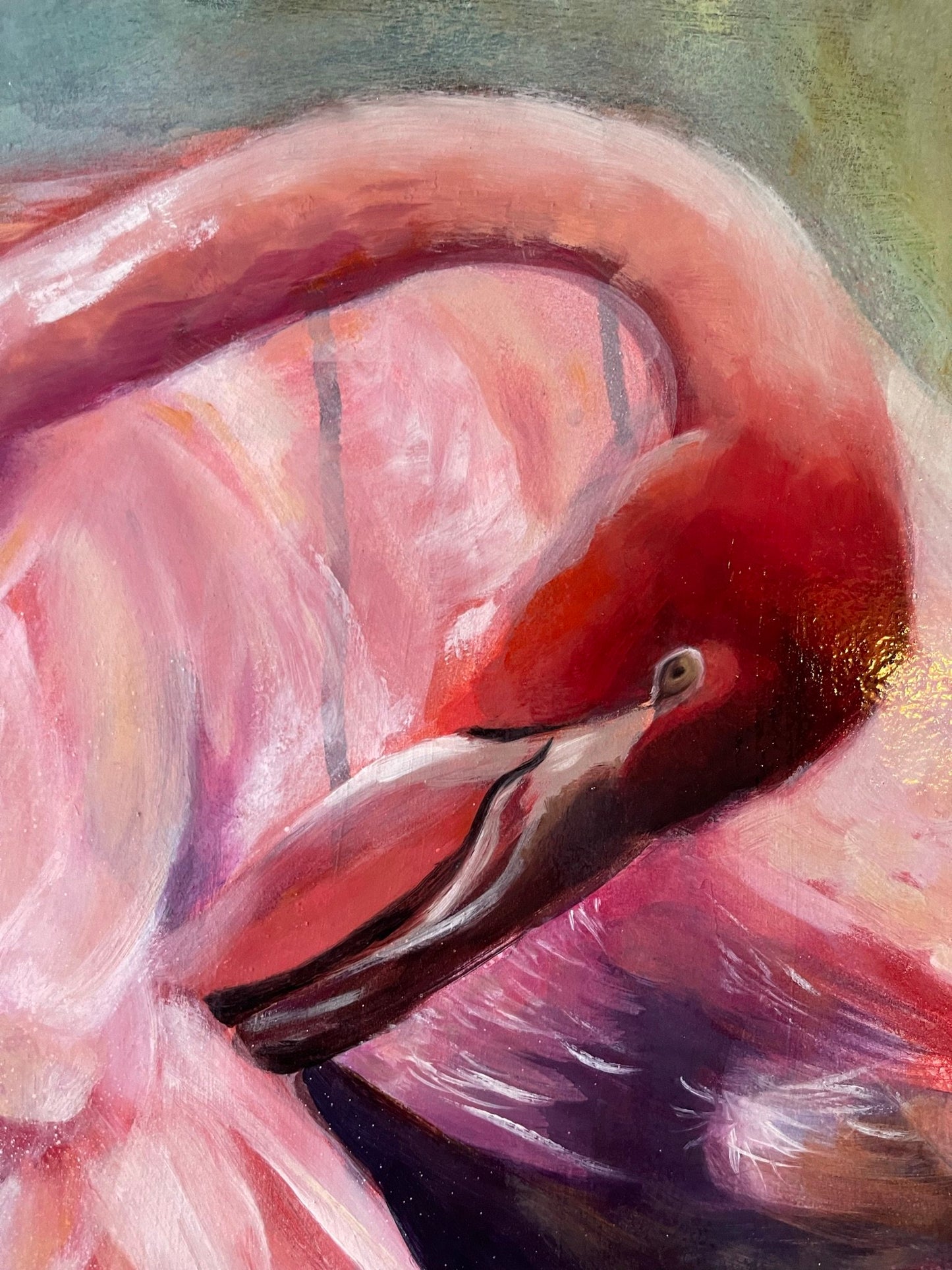 Flamingo Tropical Painting Oil & Mixed Media